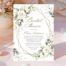 Elegant Vit ros Eucalyptus Möhippa Inbjudningar