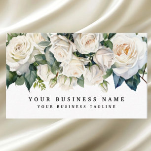 Elegant Vit ros Flowers Blommigt Visitkort