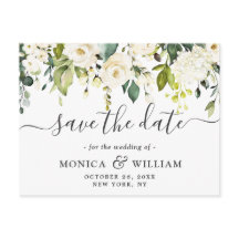 Elegant Vit ros Flowers Bröllop spara datum