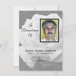 Elegant Vit ros Funeral Sympathy Tack Kort