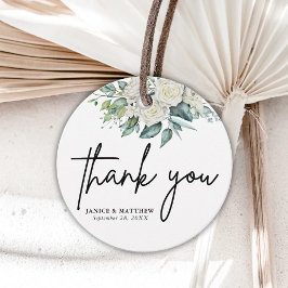 Elegant Vit ros Greenery Blommigt Bröllop Gåvor Etiketter