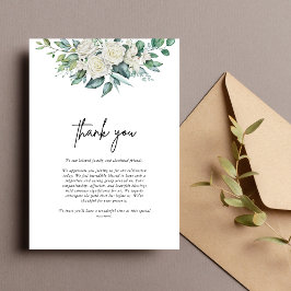 Elegant Vit ros Greenery Blommigt Bröllop Tack Kort