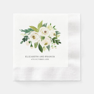 Elegant Vit ros Greenery Bröllop Pappersservett