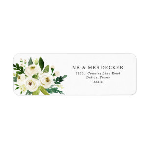 Elegant Vit ros Greenery Return-adressetikett Returadress Etikett