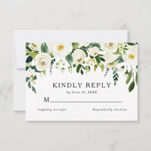 Elegant Vit ros Greenery Summer Bröllop OSA Kort