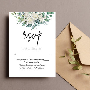 Elegant vit ros grönska blomsterbröllop OSA kort