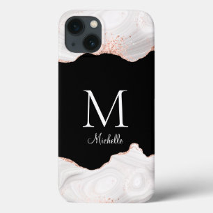 Elegant Vit ros Guld Agate Monogram