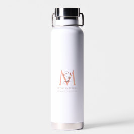 Elegant Vit ros Guld Enkel Monogram Namn