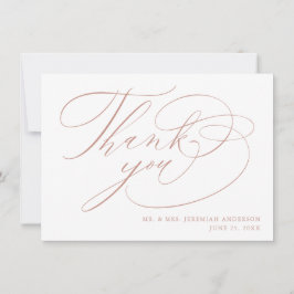 Elegant Vit ros Guld Modern Bröllop Tack Kort