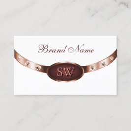 Elegant Vit ros Guld och Burgundy med Monogram Visitkort