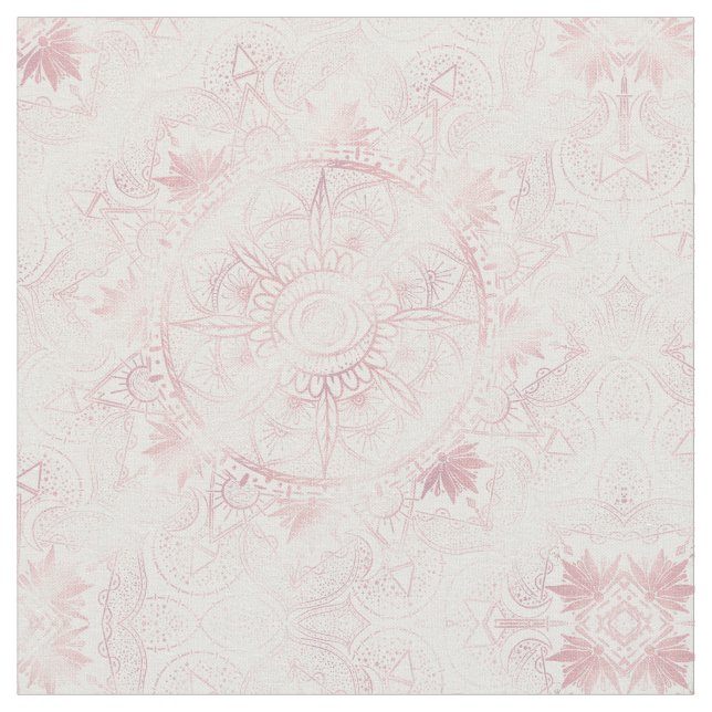 Elegant Vit ros Guld Öga, Måne Mandala för Sol Tyg (Närbild)