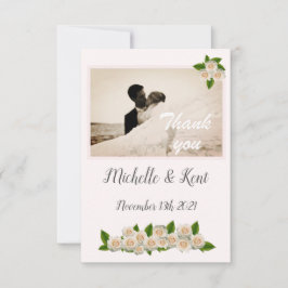 Elegant Vit ros - kort med stort tack