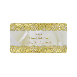 Elegant Vit ros med Guld Snöre Bröllop Adress i Adressetikett