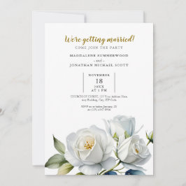 Elegant Vit ros minimalistisk Blommigt Bröllop Inbjudningar