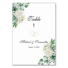 Elegant Vit ros och Lilies Bröllop Bordsnummer