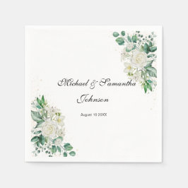 Elegant Vit ros och Lilies Bröllop Pappersservett