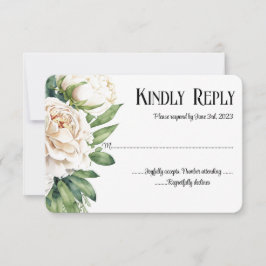 Elegant Vit ros och Peonies Bröllop OSA Kort