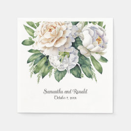 Elegant Vit ros och Peonies Bröllop Pappersservett