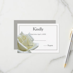 Elegant vit ros och silver RSVP OSA Kort