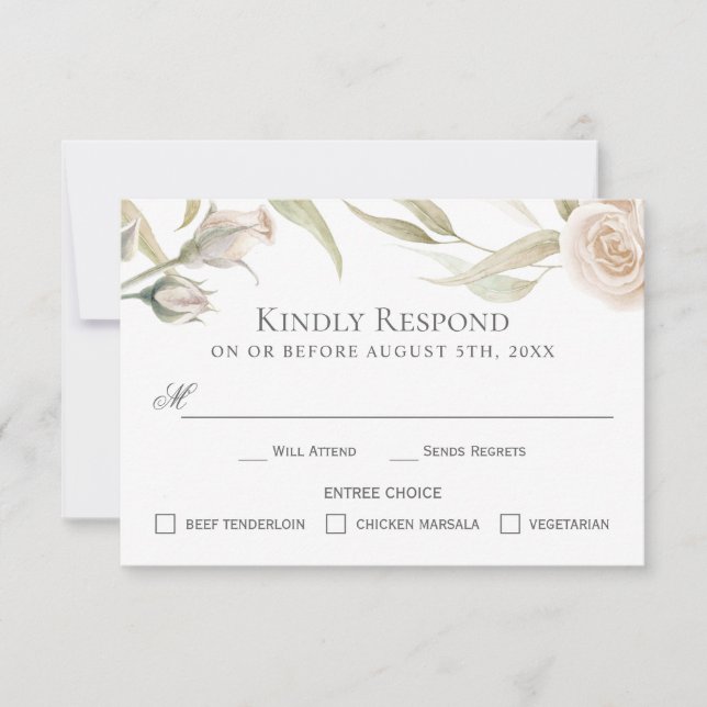 Elegant Vit ros OSA med vattenfärg med träd (Framsida)