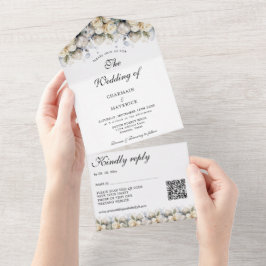 Elegant Vit ros OSA QR-koden Bröllop