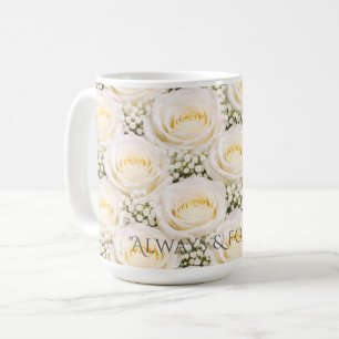 Elegant vit ros Personlig namnmugg Kaffemugg