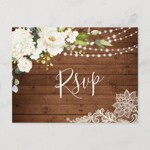 Elegant Vit ros Rustic Bröllop OSA Card Vykort