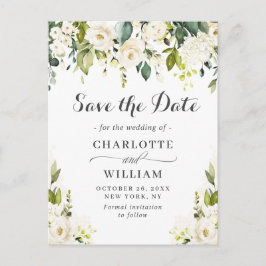 Elegant Vit ros Snöre Bröllop spara datum Vykort