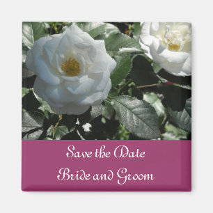 Elegant vit ros Spara datum Magnet