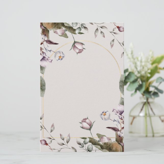 Elegant Vit ros Stationery | Särskilda tillfällen Brevpapper (Stående Fram)