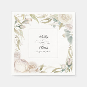 Elegant Vit ros Watercolor Bröllop Firande Pappersservett