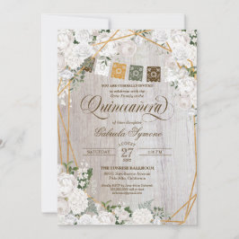 Elegant Vit ros Western Rustic Quinceanera Inbjudningar