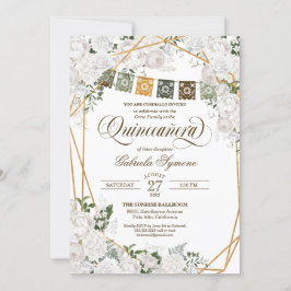 Elegant Vit ros Western Rustic Quinceanera Inbjudningar
