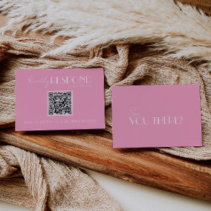 Elegant Vit Rosa Minimalist QR-kod Bröllop OSA Kort