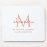 Elegant Vit  Rosa Modern Monogram Namn Musmatta<br><div class="desc">Den här enkla,  elegant,  snyggtens  rosa och vita design ger dig personlig namn,  monogram och affärsnamn i trendig,  snyggt topografi. Den här artikeln kan vara en utmärkt gåva till dig,  din familj och dina vänner.</div>