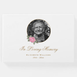 Elegant Vit Rosa ros Blommigt - begravningsfoto Gästböcker