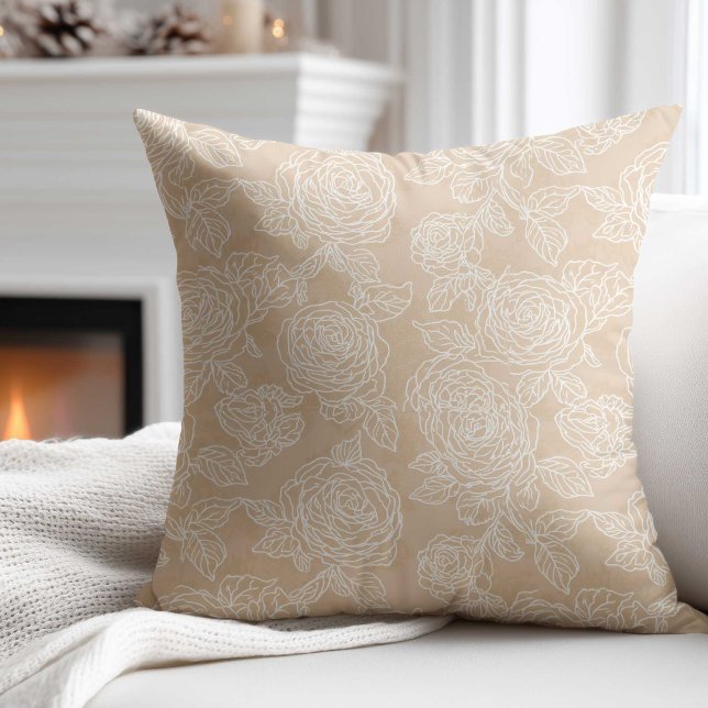 Elegant vit rosblomma kudde (Skapare uppladdad)