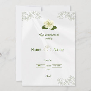 Elegant vit rosblommig bröllopsinbjudan inbjudningar