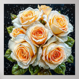 🌹 Elegant vit rosbukett för lugnt hem Poster