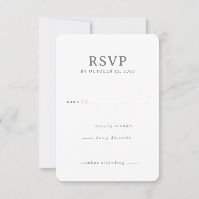 Elegant Vit RSVP-kort OSA Kort (Framsida)