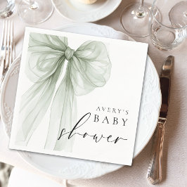 Elegant vit salvia grön slinga baby shower pappersservett