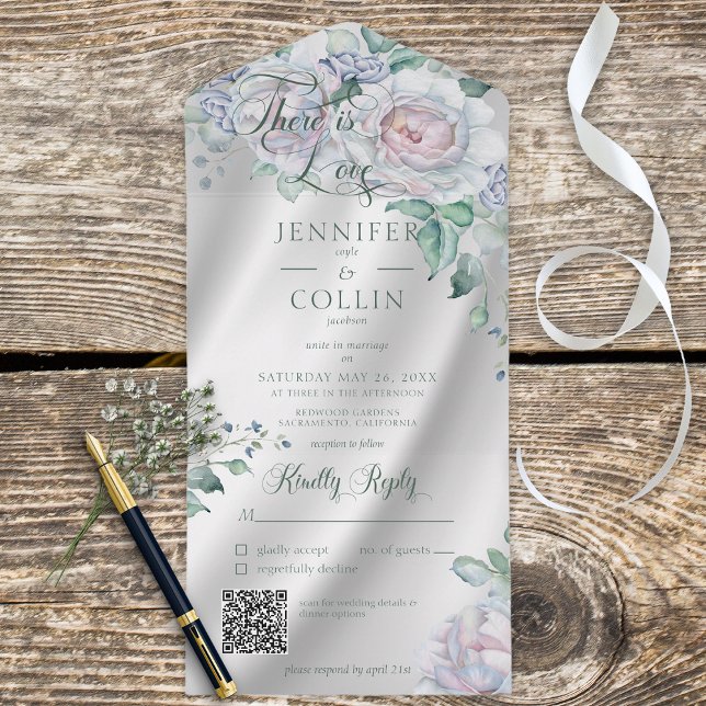 Elegant Vit satäng och pastellBlommigt QR-kod (Skapare uppladdad)