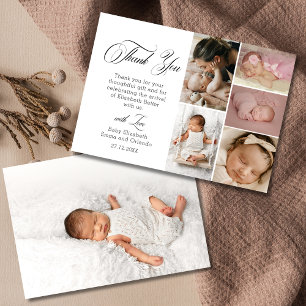 Elegant vit sex foto baby shower tackkort tack kort