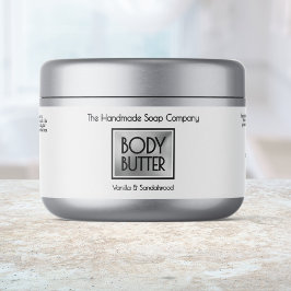 Elegant vit, silver, svart Body Butter-burkarsetik Vattenflaska Etikett