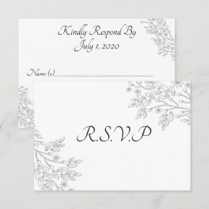 Elegant vit silverfolie blomsterformad RSVP-kort Inbjudningar