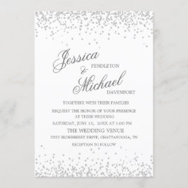 Elegant vit silverglitter bröllop inbjudningar