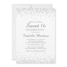Elegant vit silverglitter Sweet 16