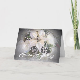 Elegant vit- & silverjuljulstjärna helgkort