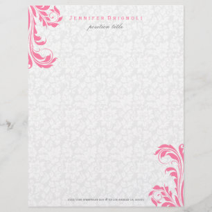 Elegant Vit skada Rosa Blommigt Swirl Brevhuvud