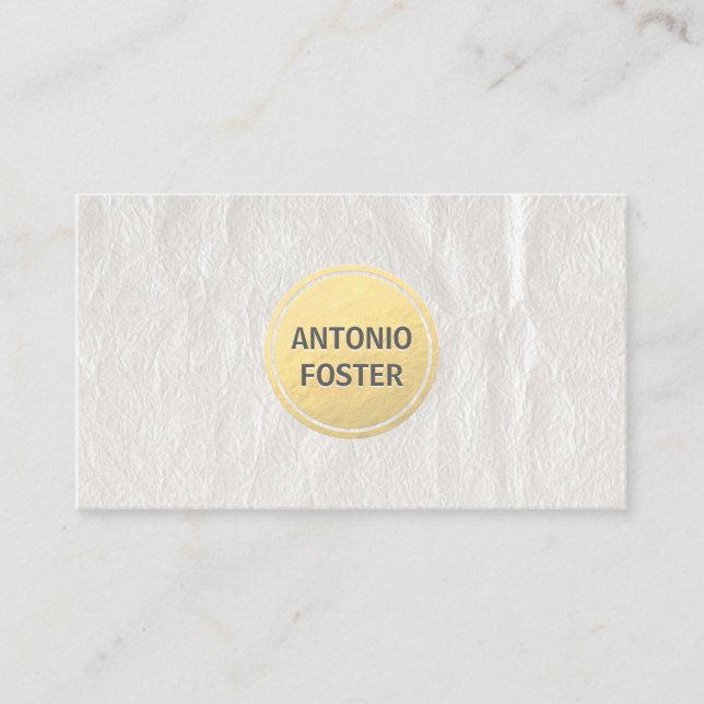 Elegant Vit sköljning Papper Guld Circle Designer Visitkort (Framsida)